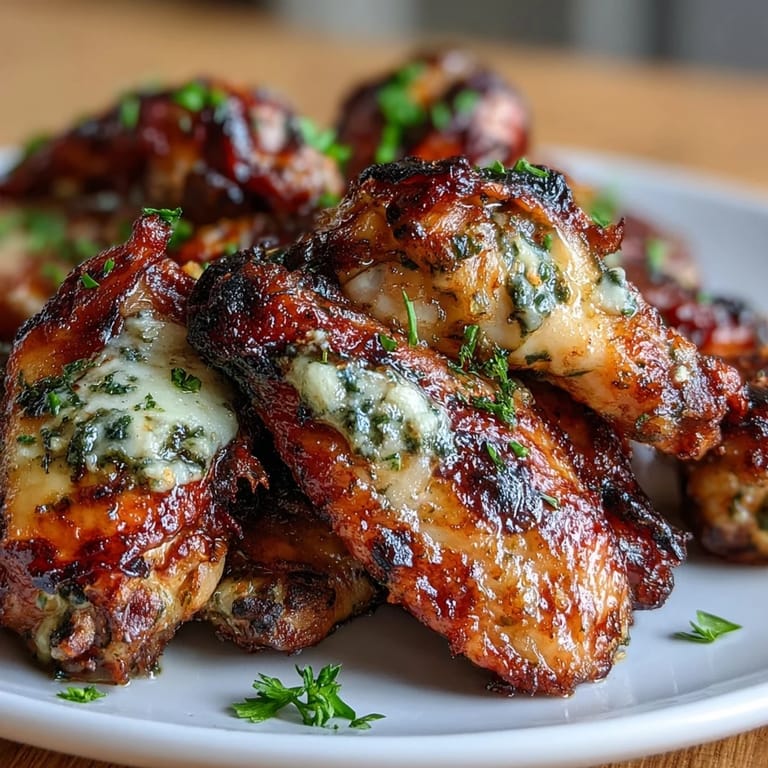 Juicy roasted chicken wings coated in savory garlic parmesan butter, accompanied by crisp celery and smooth ranch dressing, ideal for a satisfying keto meal or appetizer.