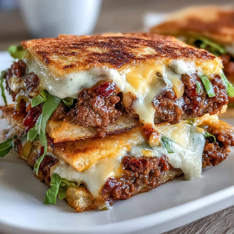 Golden-brown smash burger tacos feature caramelized beef pressed onto tortillas, layered with shredded lettuce, diced onions, and creamy homemade burger sauce.