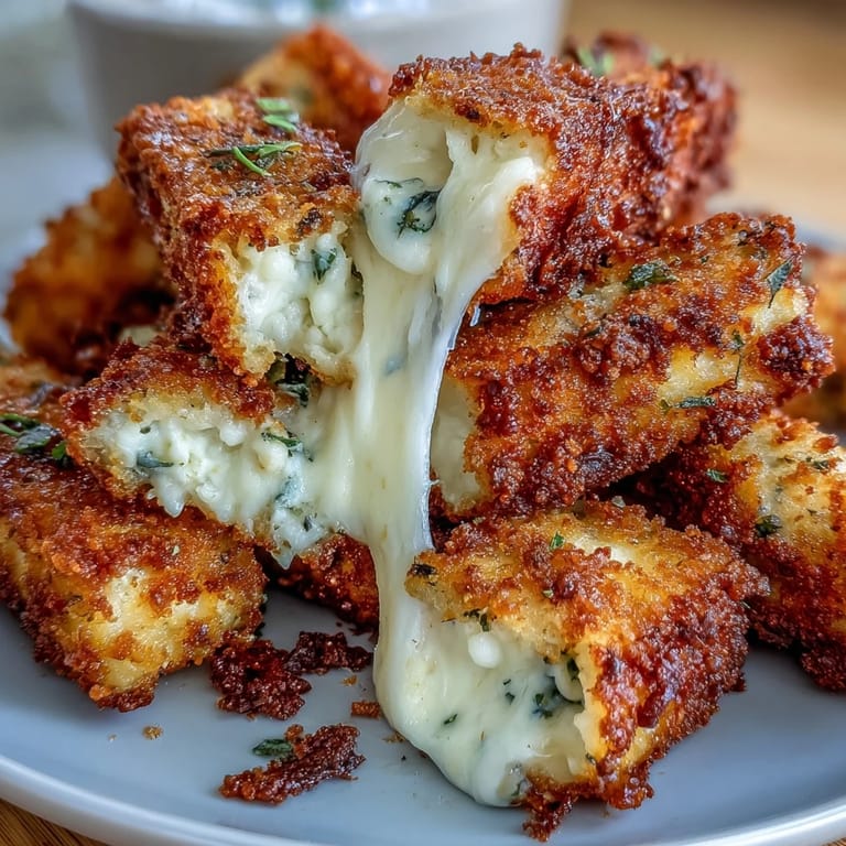 Air fryer mozzarella sticks with crunchy breadcrumb coating, paired with warm marinara sauce—perfect for a quick and easy snack.