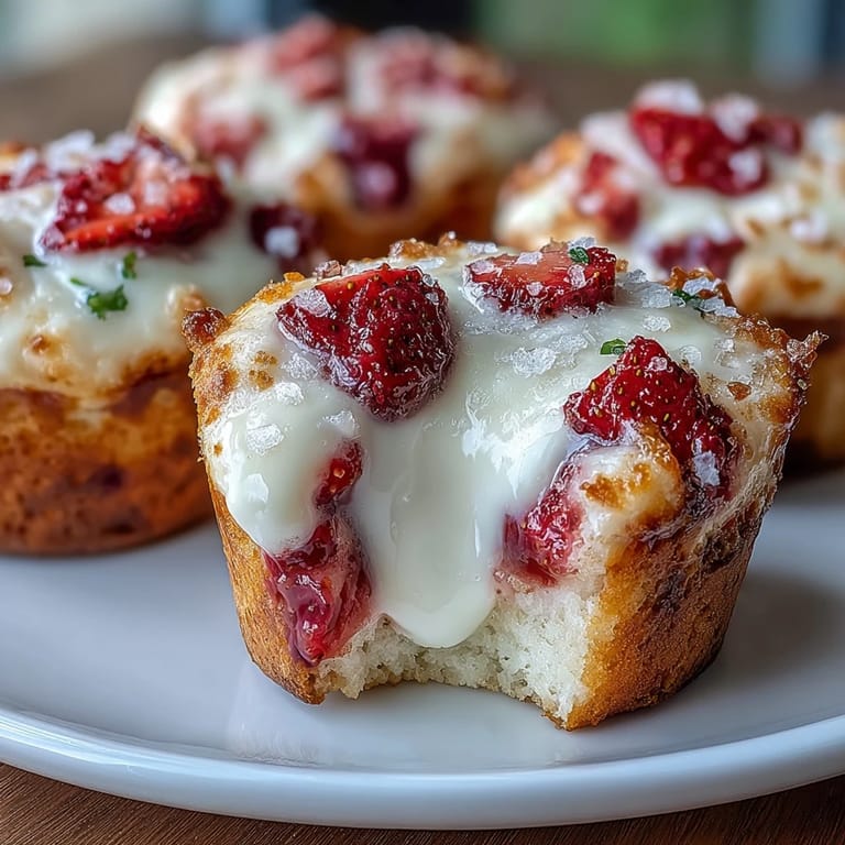 Golden-baked strawberry yogurt muffins, bursting with juicy berries and a soft, fluffy texture, ideal for brunch or snacking.