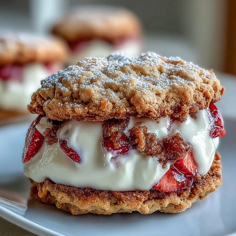 Sweet strawberry shortcake cookies filled with vanilla cream, combining buttery cookies, juicy strawberries, and luscious cream filling.