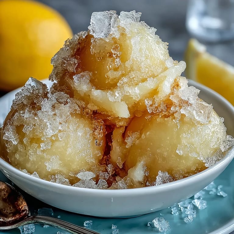 Bright, refreshing limoncello sorbet garnished with fresh mint and lemon zest, perfect for summer entertaining.