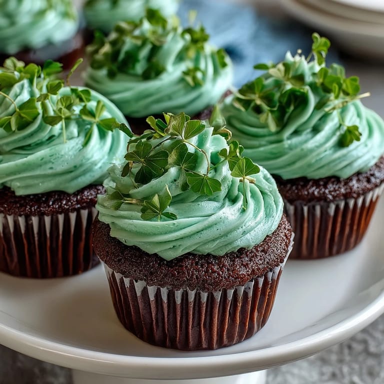 Vibrant green velvet cupcakes with smooth vanilla frosting, ideal for St. Patrick's Day parties and family gatherings.
