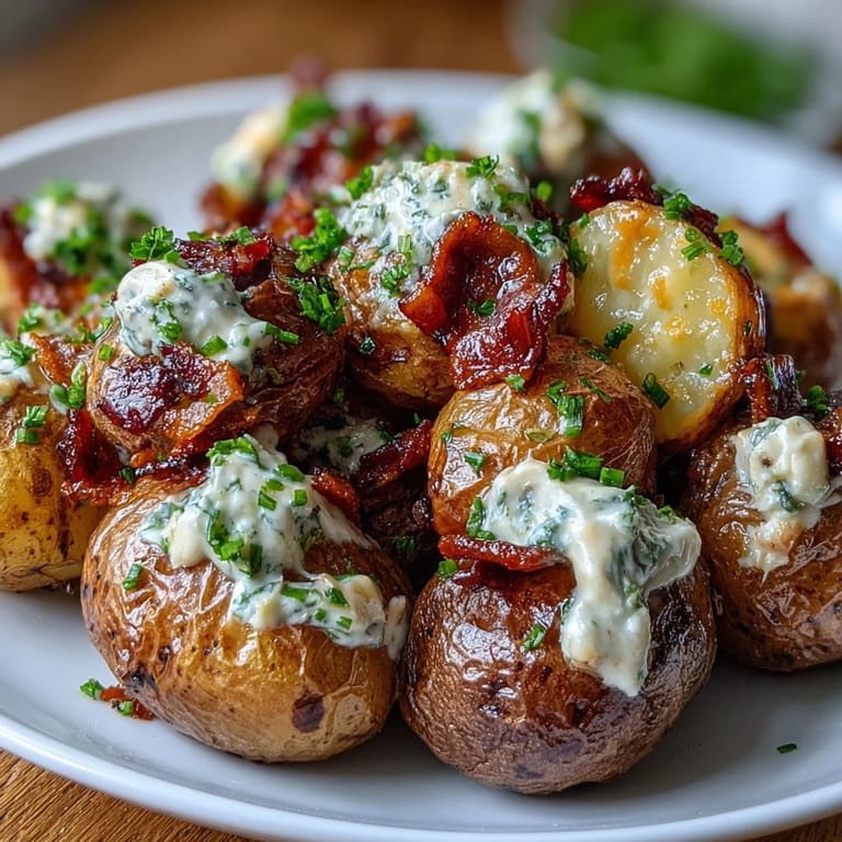 BBQ baby shower loaded baked potato salad featuring tender roasted potatoes, tangy dressing, and fresh herbs for a flavorful side dish.