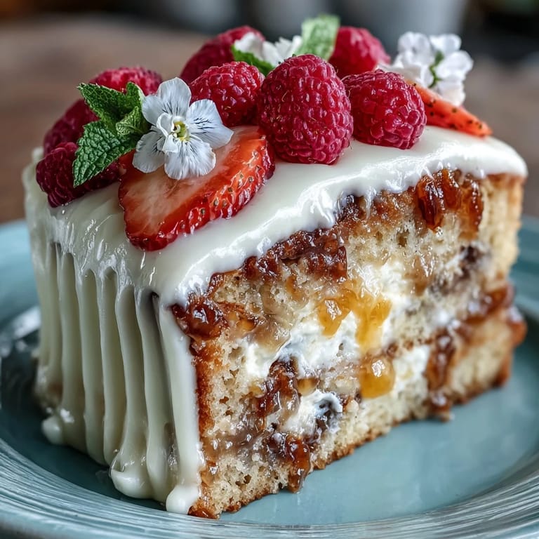 Festive vanilla sheet cake layered with tangy lemon curd, frosted with whipped cream, and decorated with seasonal berries and edible flowers.