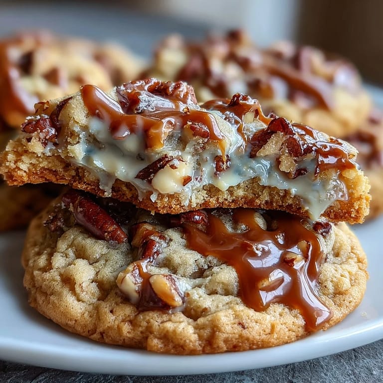 Buttery cookies packed with crunchy pecans and swirled with sweet caramel, perfect for dessert lovers.