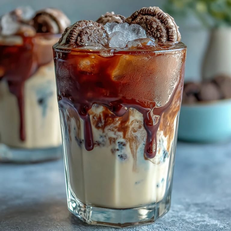 Indulgent cookies and cream cold brew featuring rich chocolate cookie crumbles swirled into smooth vanilla cream and cold coffee.