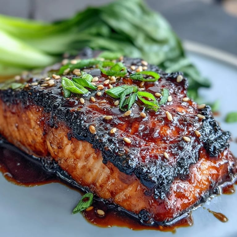 Savory Miso Glazed Salmon with Sesame Bok Choy, a beautifully caramelized, healthy Asian-inspired dinner.