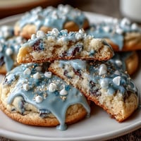 Pure Vanilla Cookie Run Kingdom sugar cookies with royal icing, decorated in blue, yellow, and white for a festive, themed look.