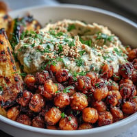 Crispy Chickpea Bowls with Hummus and Grilled Vegetables for a Nourishing Vegan Meal